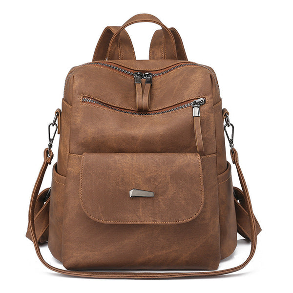 Stylish Women's Pu Leather Backpack Versatile Shoulder Bag With Multiple Pockets Brown Women's Bags & Handbags