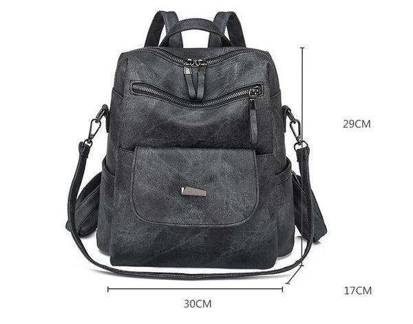 Stylish Women's Pu Leather Backpack Versatile Shoulder Bag With Multiple Pockets Khaki Women's Bags & Handbags