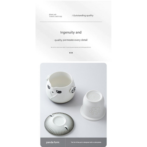 Adorable Panda Design Ceramic Tea Infuser Mug Set 310Ml Travel Crackle Glaze Cup With Lid & Strainer(Red) Mugs