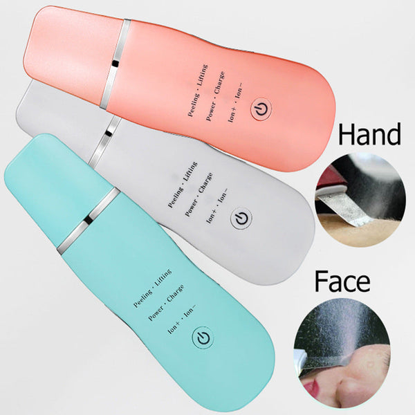 Ultrasonic Skin Scrubber Deep Cleansing Peeling Lifting & Ion Infusion Facial Spatula(Pink) Facial Cleansing Devices