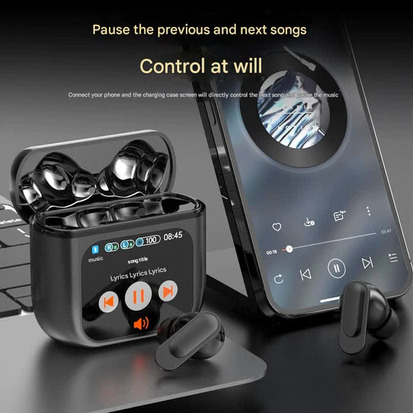 Tws Bluetooth With 1.9 Hd Touch Screen Case Anc/Enc Noise Reduction Earbuds