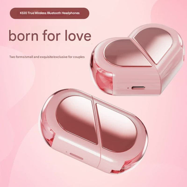 Mini True Wireless Bluetooth 5.3 Heart/Capsule Case Touch Control Auto Connect Black Earbuds