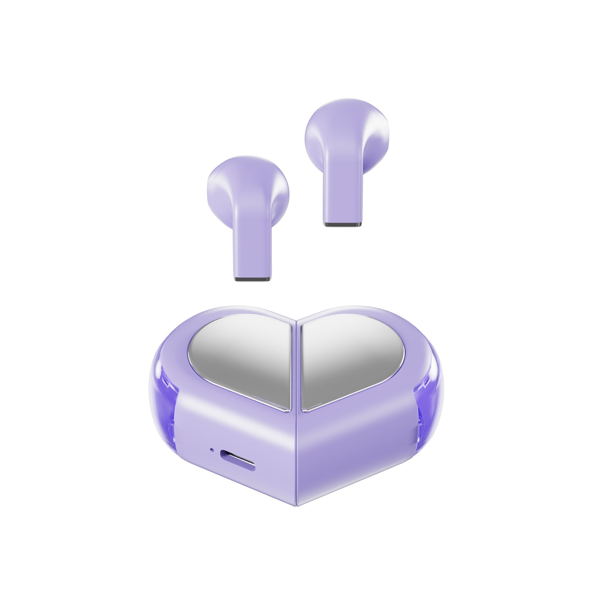Mini True Wireless Bluetooth 5.3 Heart/Capsule Case Touch Control Auto Connect(Purple) Earbuds