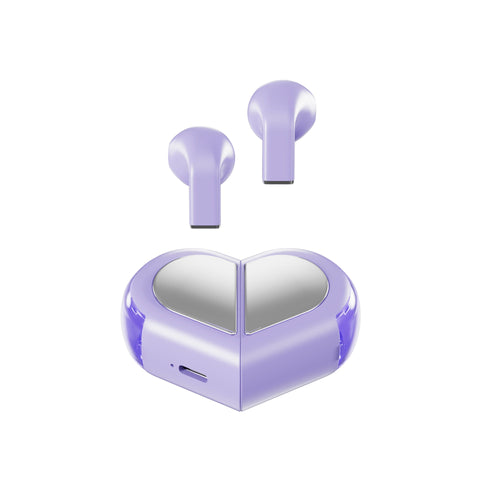 Mini True Wireless Bluetooth 5.3 Heart/Capsule Case Touch Control Auto Connect(Purple) Earbuds