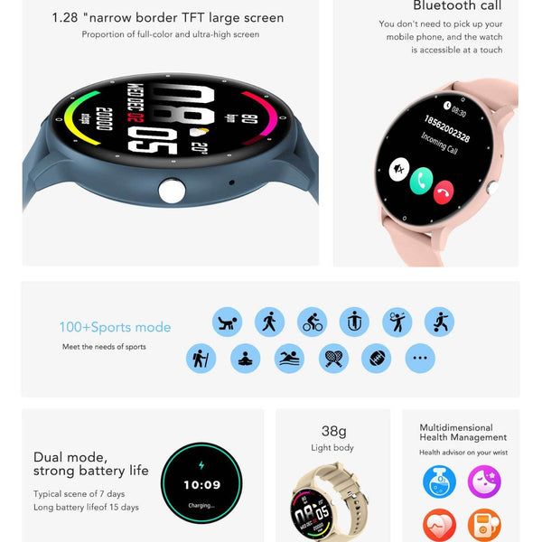 Feature Rich Smartwatch: 1.28 Hd Display Bluetooth Calling Extensive Sports Tracking (Pink)" Smart Watches