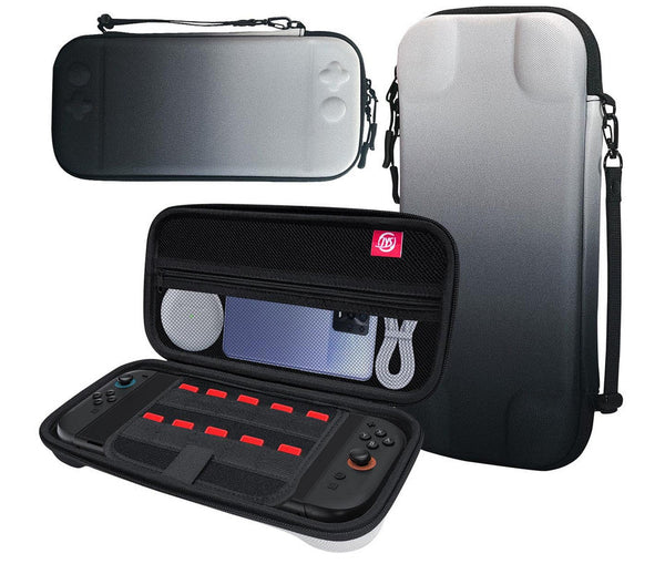 Hard Shell Travel Case For Nintendo Switch/Switch Lite/Oled Game Card Slots & Accessory Pocket(Gradient Gray And White) Bags Skins & Travel Cases