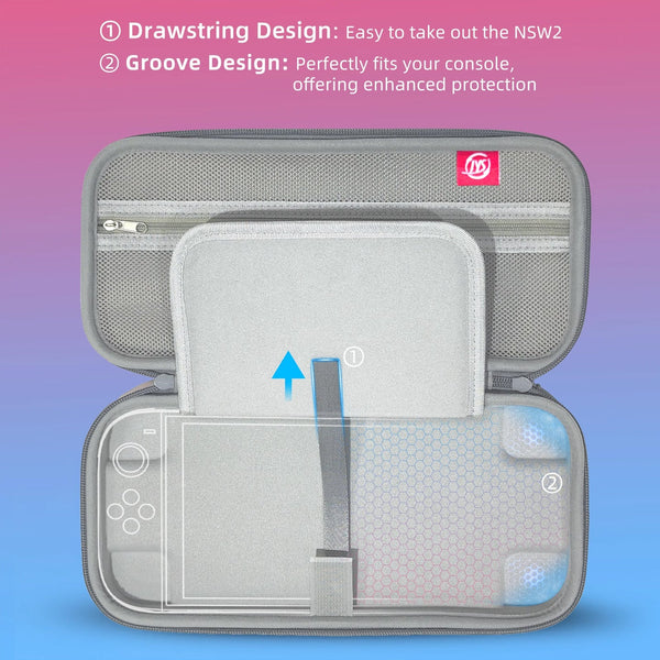 Hard Shell Travel Case For Nintendo Switch/Switch Lite/Oled Game Card Slots & Accessory Pocket(Gradient Gray And White) Bags Skins & Travel Cases