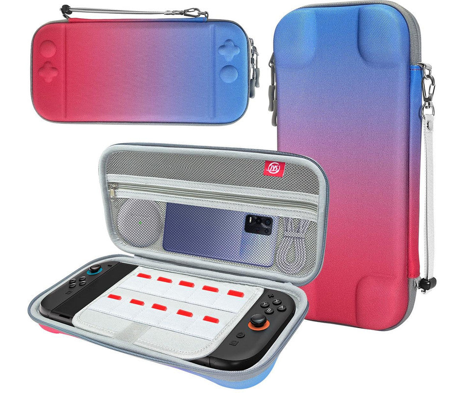 Hard Shell Travel Case For Nintendo Switch/Switch Lite/Oled Game Card Slots & Accessory Pocket(Gradient Red And Blue) Bags Skins & Travel Cases