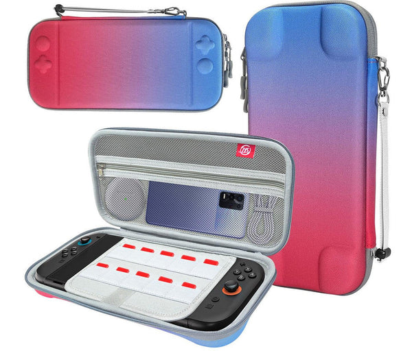 Hard Shell Travel Case For Nintendo Switch/Switch Lite/Oled Game Card Slots & Accessory Pocket(Gradient Red And Blue) Bags Skins & Travel Cases