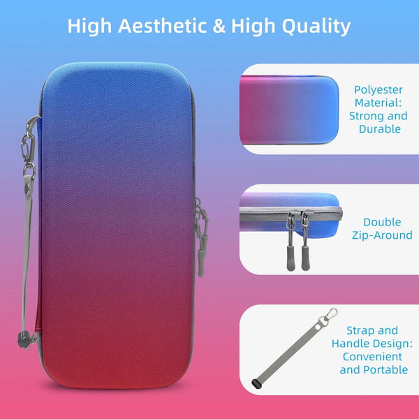 Hard Shell Travel Case For Nintendo Switch/Switch Lite/Oled Game Card Slots & Accessory Pocket(Gradient Red And Blue) Bags Skins & Travel Cases