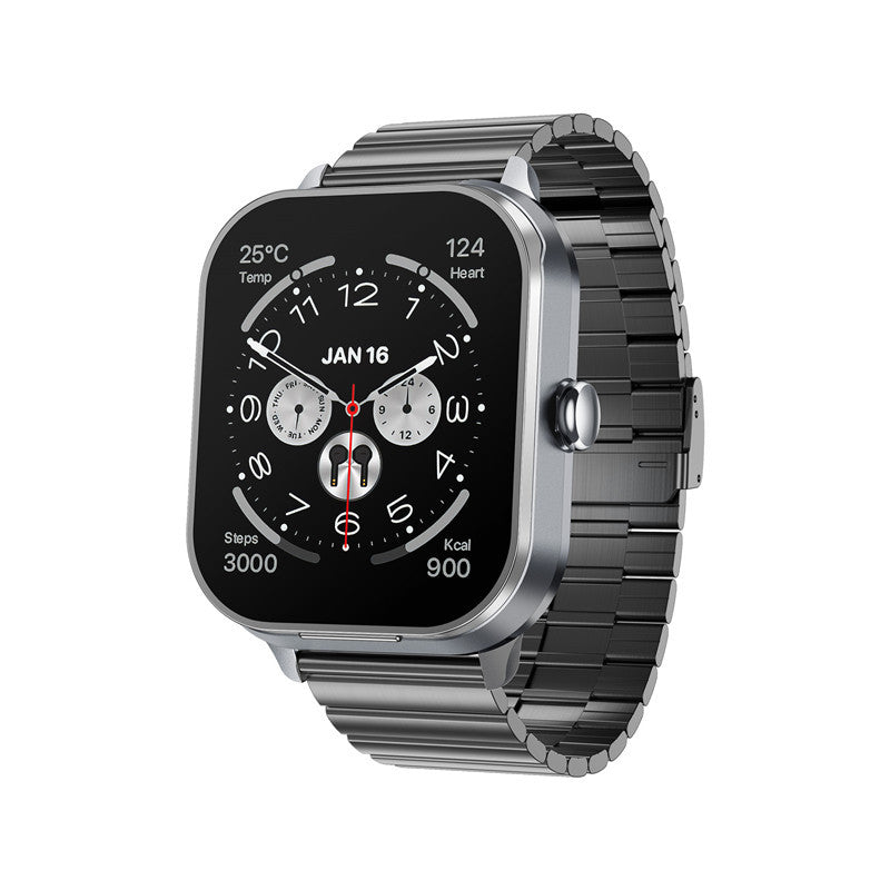 Smartwatch With Built In Tws Earbuds Silicone Sleeve 2.01 Hd Screen Health Monitoring Bluetooth Calls Music Gray Steel Belt Smart Watches