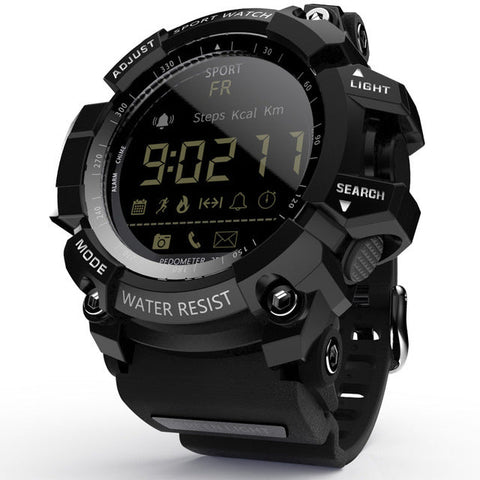 Rugged Sports Smartwatch 50M Waterproof 24H 3D Pedometer Bluetooth Notifications & Long Battery Life (Black With White Text) Smart Watches