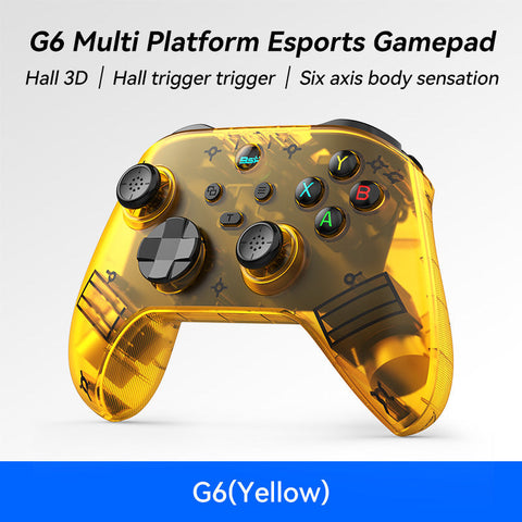 G6 Pro Wireless Gaming Controller Hall Joysticks & Triggers Multi Platform Six Axis Gyro Turbo Macro(Yellow) Controllers & Attachments