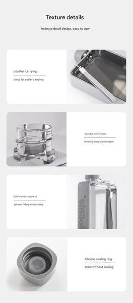 Slim Tritan Flat Water Bottle 380Ml Bpa Free Leakproof With Leather Textured Sleeve Strap Black Vacuum Flasks & Mugs