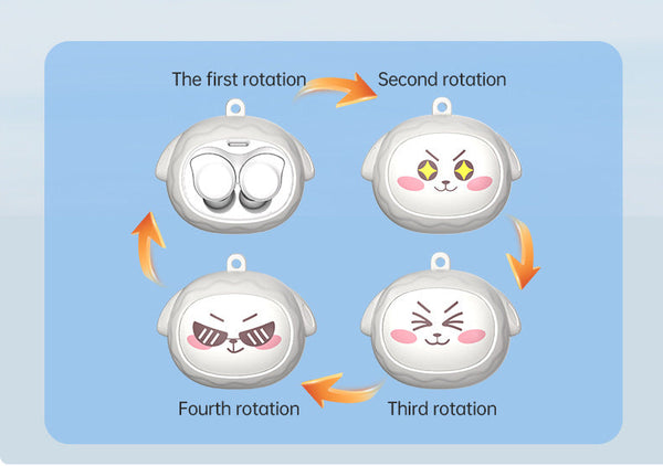 Fun Face Changing Tws With Rotating Case Bluetooth 5.4 High Quality Sound(White) Earbuds