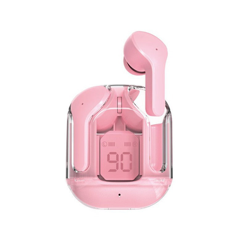 Transparent Capsule Tws With Led Digital Display Bluetooth 5.3 Ipx4 Waterproof Type Charging Pink Earbuds