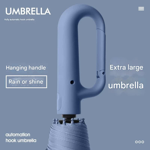 Automatic Open/Close Umbrella With Upf50+ Sun Protection 10 Rib Windproof Design Carabiner Handle(Green) Umbrellas