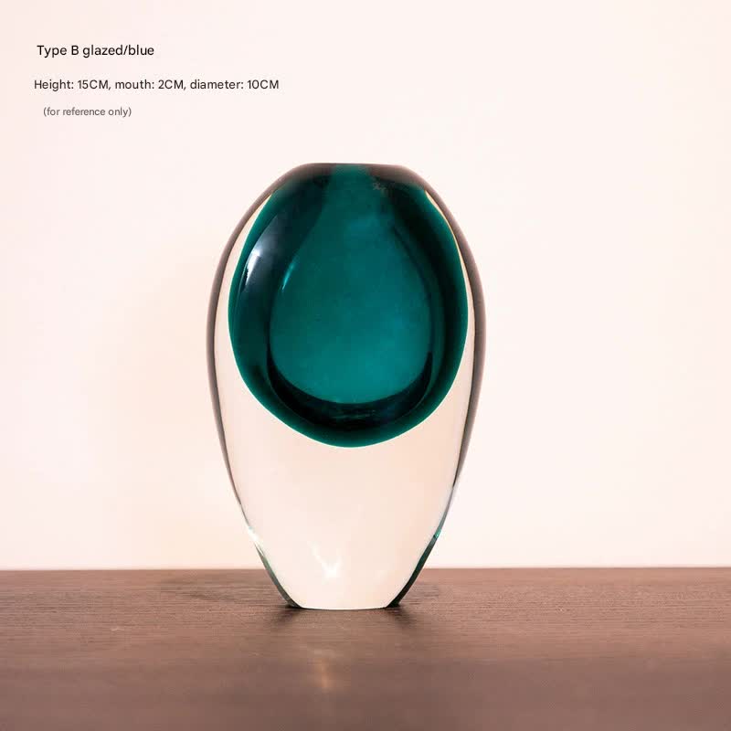 Artistic Teardrop Glass Vase Handcrafted Glazed Finish For Hydroponics & Floral Decor(Blue) Vases