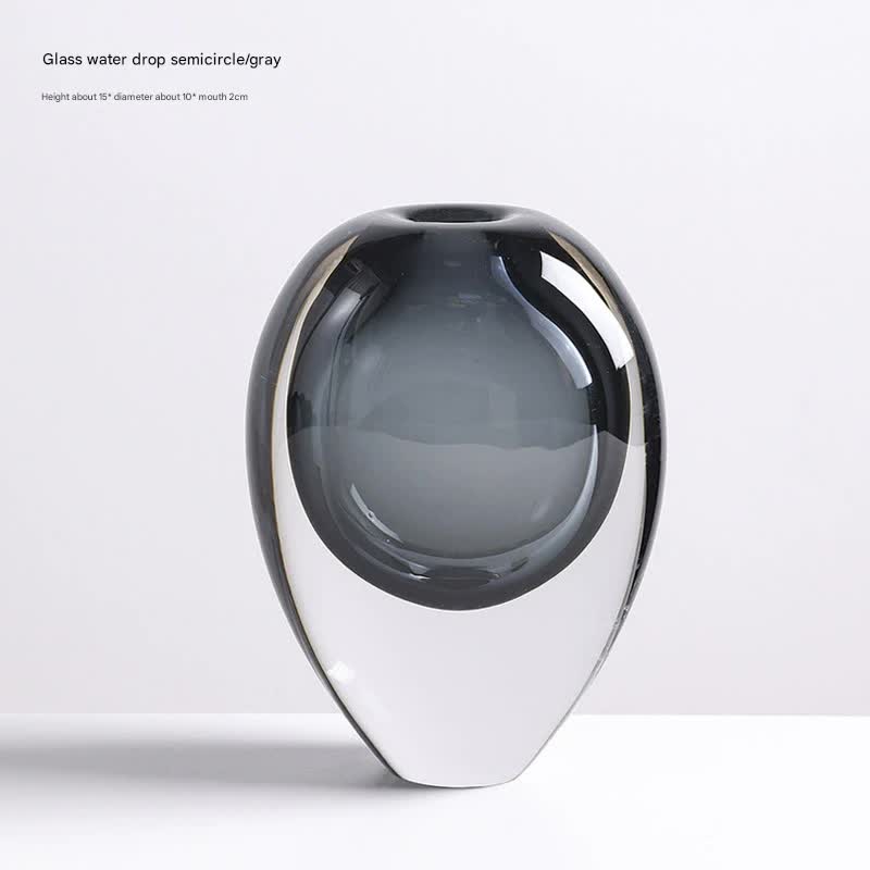 Artistic Teardrop Glass Vase Handcrafted Glazed Finish For Hydroponics & Floral Decor(Grey) Vases