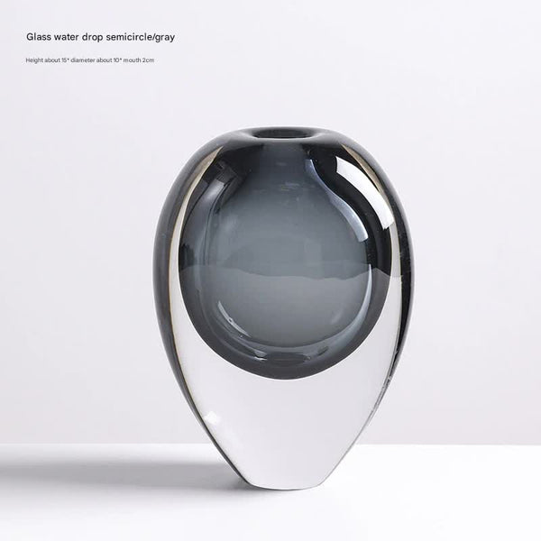 Artistic Teardrop Glass Vase Handcrafted Glazed Finish For Hydroponics & Floral Decor(Grey) Vases