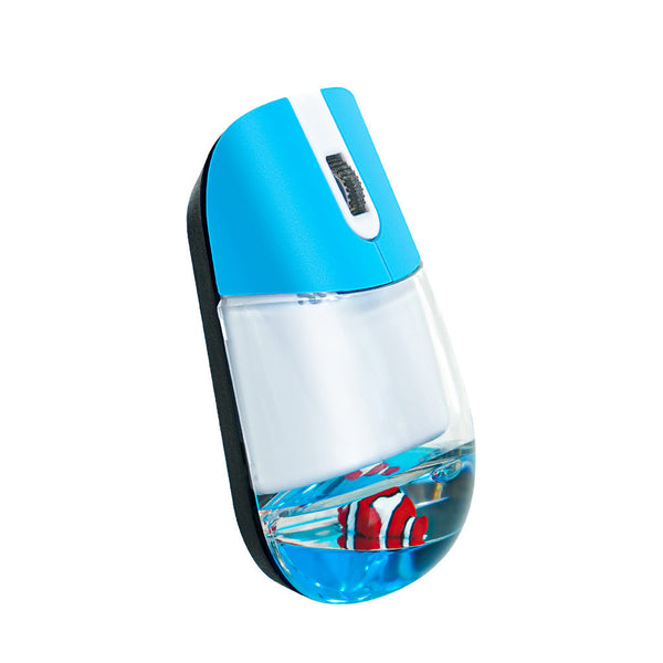 Whimsical 2.4G Wireless Mouse With Floating Animal Design Comfortable Quiet Portable Blue Mouse Pads & Wrist Rests