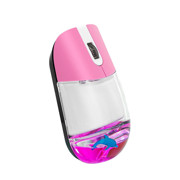 Whimsical 2.4G Wireless Mouse With Floating Animal Design Comfortable Quiet Portable Pink Mouse Pads & Wrist Rests