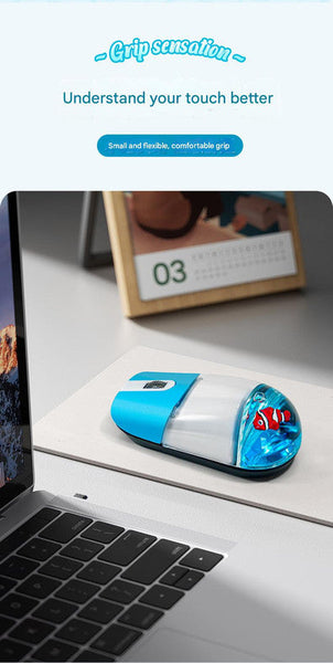 Whimsical 2.4G Wireless Mouse With Floating Animal Design Comfortable Quiet Portable Pink Mouse Pads & Wrist Rests