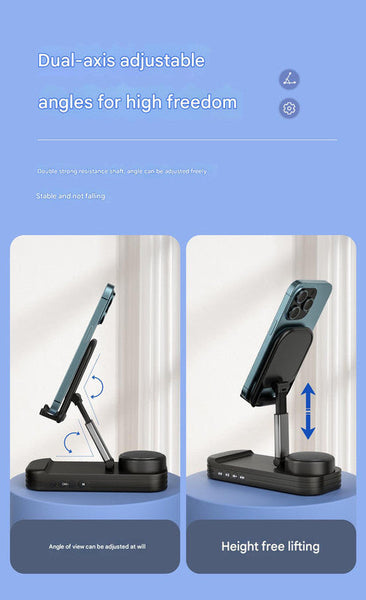 Foldable Desktop Phone Stand With Bluetooth 5.3 Speaker Adjustable Angle & Height Tf/Line In(Yellow) Mounts & Holders