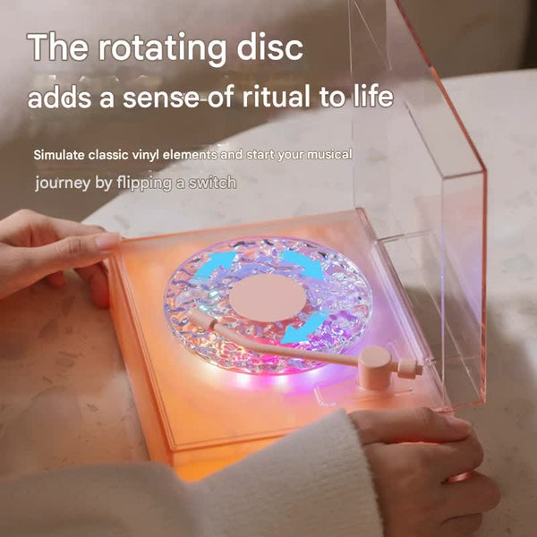 Retro Vinyl Bluetooth Speaker With Water Ripple Light Projection 360 Surround Sound Audio Docks & Mini Speakers