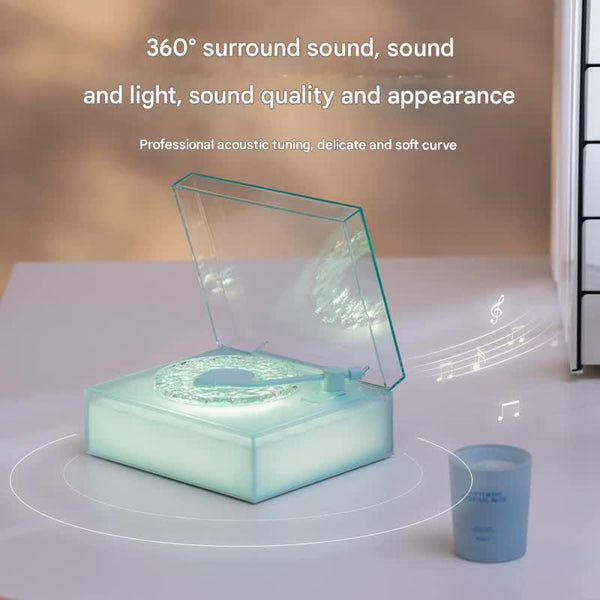 Retro Vinyl Bluetooth Speaker With Water Ripple Light Projection 360 Surround Sound Audio Docks & Mini Speakers