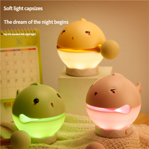 Rechargeable Tapping Control Night Light 3 Level Dimmable Bedside Lamp (Apricot) Lamps