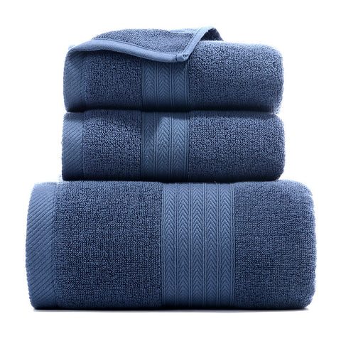 Premium Long Staple Cotton Towel Set 2 Hand Towels & 1 Bath Gift Bundle (Blue) Towels & Washcloths