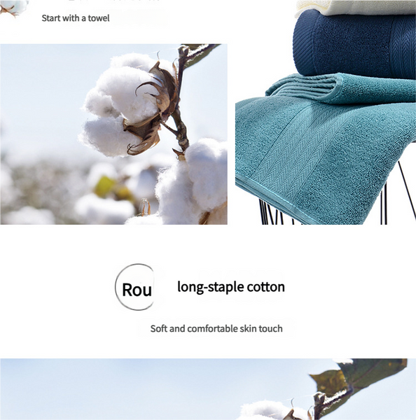 Premium Long Staple Cotton Towel Set 2 Hand Towels & 1 Bath Gift Bundle (Blue) Towels & Washcloths