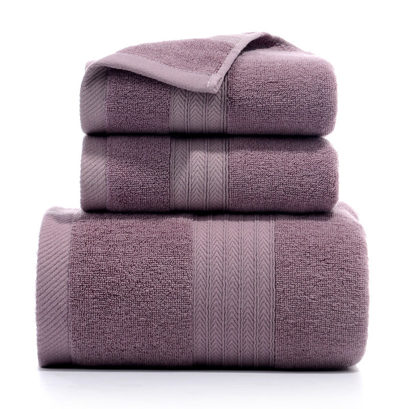 Premium Long Staple Cotton Towel Set 2 Hand Towels & 1 Bath Gift Bundle(Purple) Towels & Washcloths