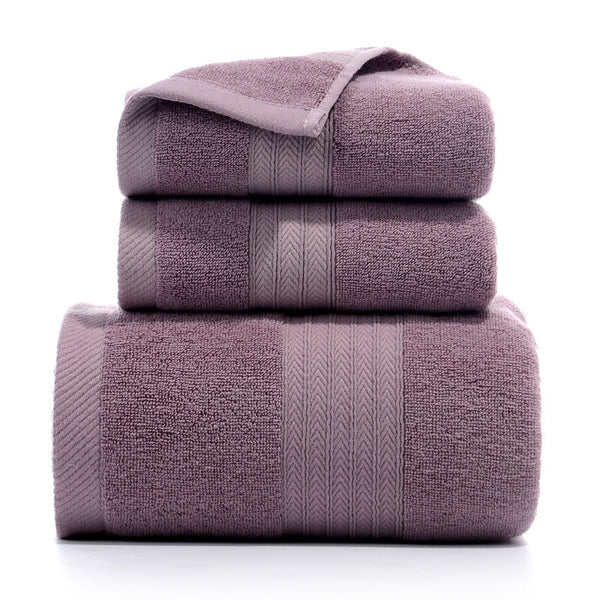 Premium Long Staple Cotton Towel Set 2 Hand Towels & 1 Bath Gift Bundle(Purple) Towels & Washcloths