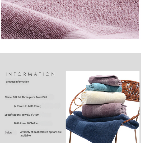 Premium Long Staple Cotton Towel Set 2 Hand Towels & 1 Bath Gift Bundle(Purple) Towels & Washcloths