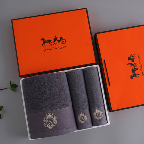 Premium Absorbent Cotton Towel Set Soft Bath & Hand Towels With Double Sided Plush (Dark Grey) Towels & Washcloths