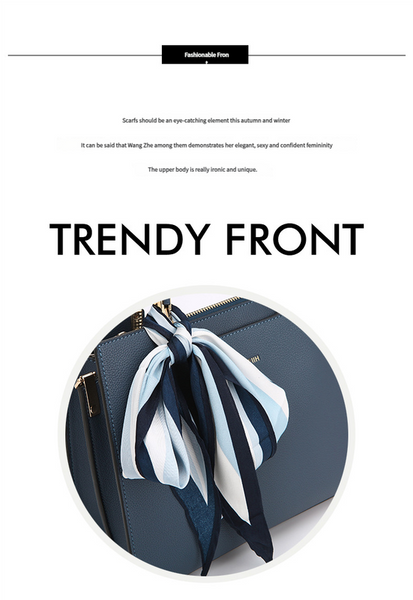 Fashionable Synthetic Leather Crossbody Bag With Detachable Scarf Multiple Compartments For Daily Essentials(Light Blue) Women's Bags & Handbags