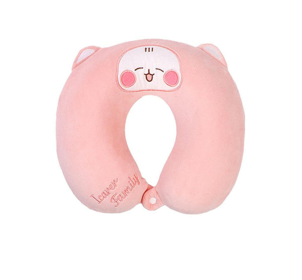 2 In 1 Convertible Eye Mask & Travel Neck Pillow Set Plush Fabric With Snap Closure(Pink) Eye Masks