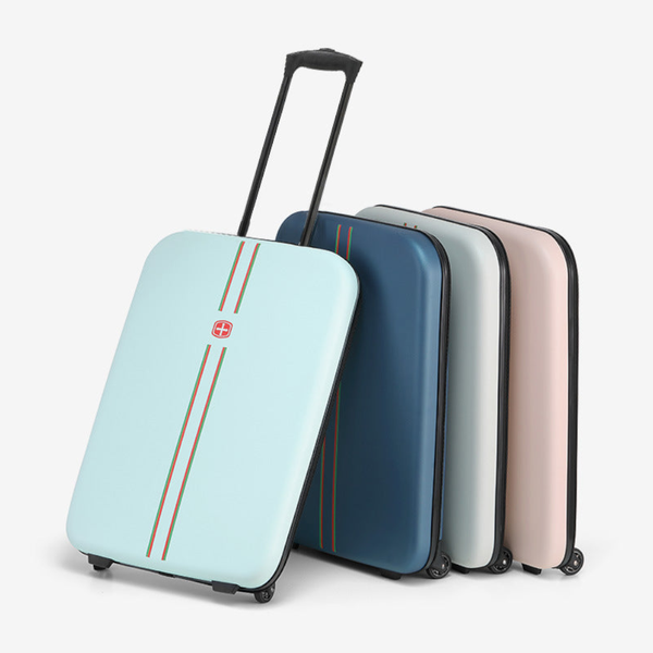 Compact Expandable Foldable Luggage Reinforced Alloy Handle & Silent Wheels(Light Green) Suitcases