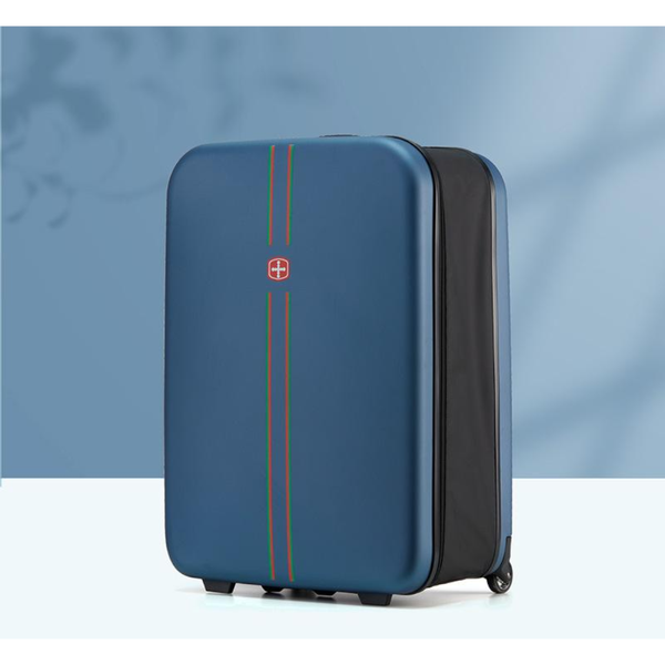 Compact Expandable Foldable Luggage Reinforced Alloy Handle & Silent Wheels(Dark Blue) Suitcases