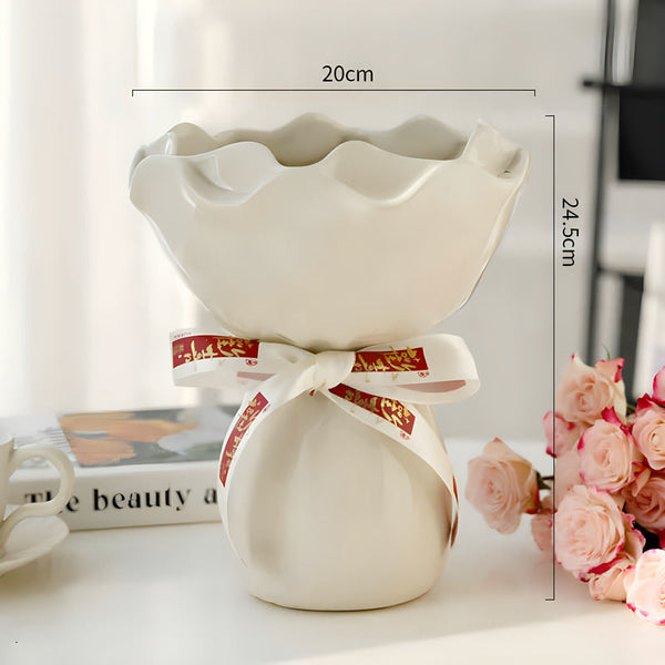 Handcrafted Minimalist Ceramic Vase Artistic Home Decor Centerpiece(White) Vases