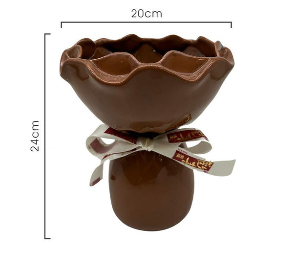 Handcrafted Minimalist Ceramic Vase Artistic Home Decor Centerpiece(Brown) Vases