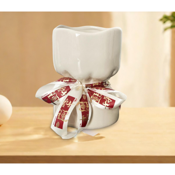 Artisan Handcrafted Ceramic Vase Minimalist Home Decor With Stable Base(White) Vases