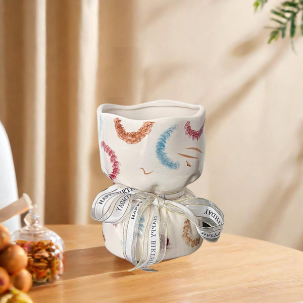 Artisan Handcrafted Ceramic Vase Minimalist Home Decor With Stable Base(Paintings) Vases