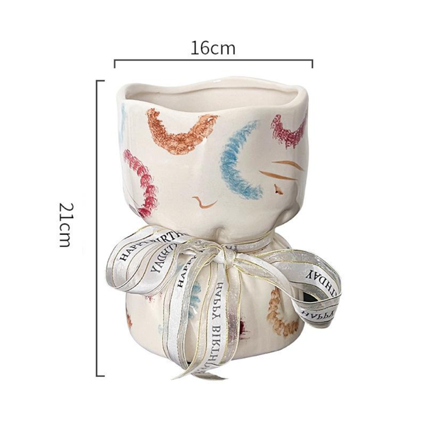 Artisan Handcrafted Ceramic Vase Minimalist Home Decor With Stable Base(Paintings) Vases