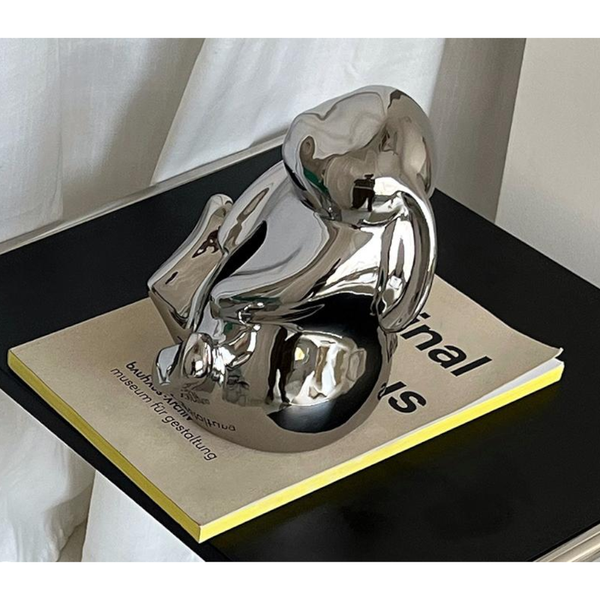 Artisan Ceramic Tissue Box Holder Medium High Fired Home Decor Organizer(Silvery) Tissue Box Covers