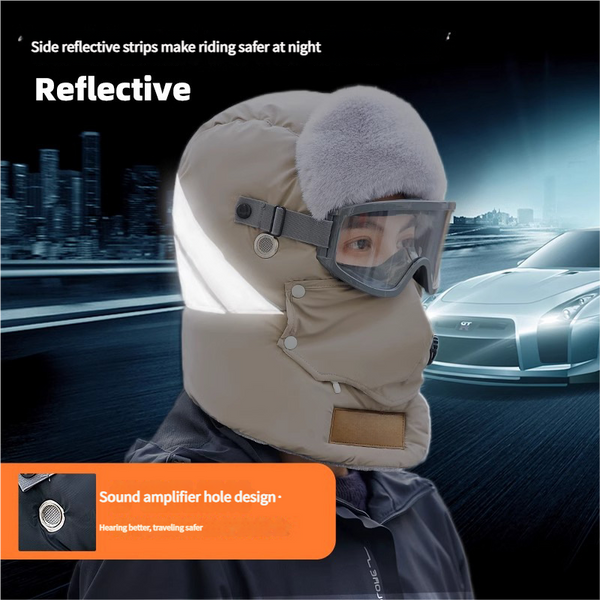 Anti Fog Thermal Cycling Hat Reflective Safety & Voice Amplification(Beige) Hats & Headwear