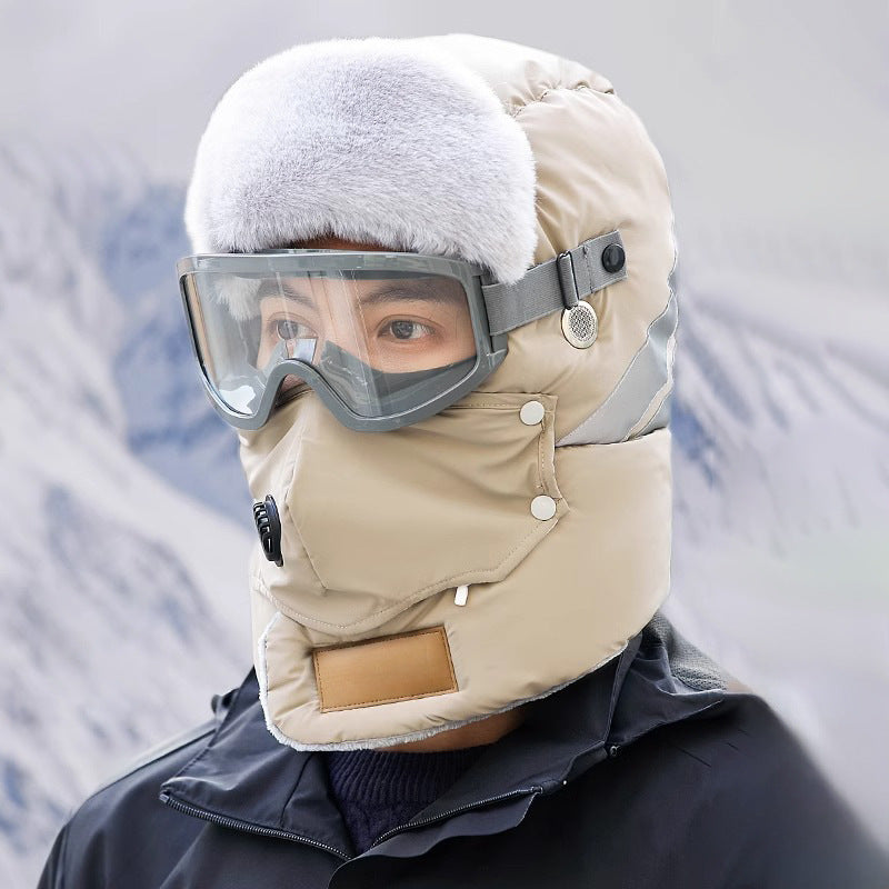 Anti Fog Thermal Cycling Hat Reflective Safety & Voice Amplification(Khaki) Hats & Headwear