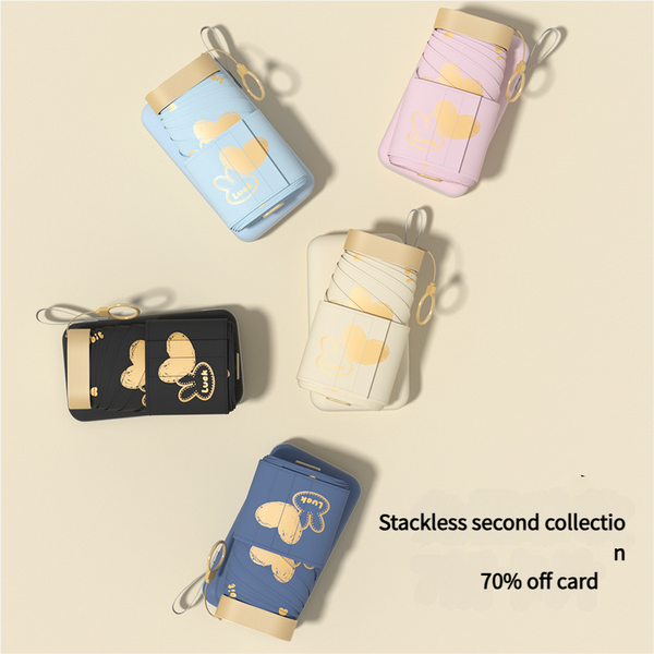 Ultra Compact 7 Fold Folding Umbrella Upf50+ Sun Protection & Portable Clip Design Pink Umbrellas